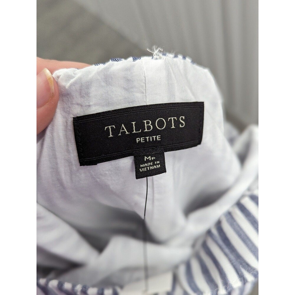 Talbots Nautical A-Line Blue & White Striped Belted Skirt w/ Pockets‎ Sz MP NEW - Picture 7 of 9